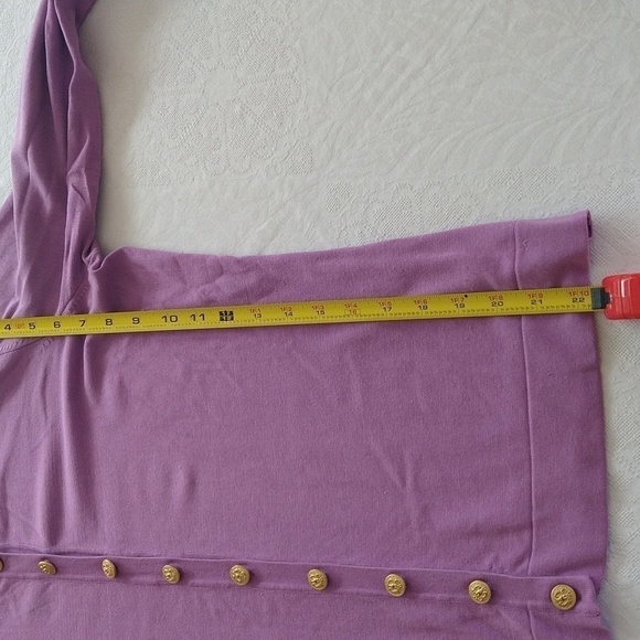 C'est city orchid purple cardigan minimal gold buttons large - Picture 8 of 12